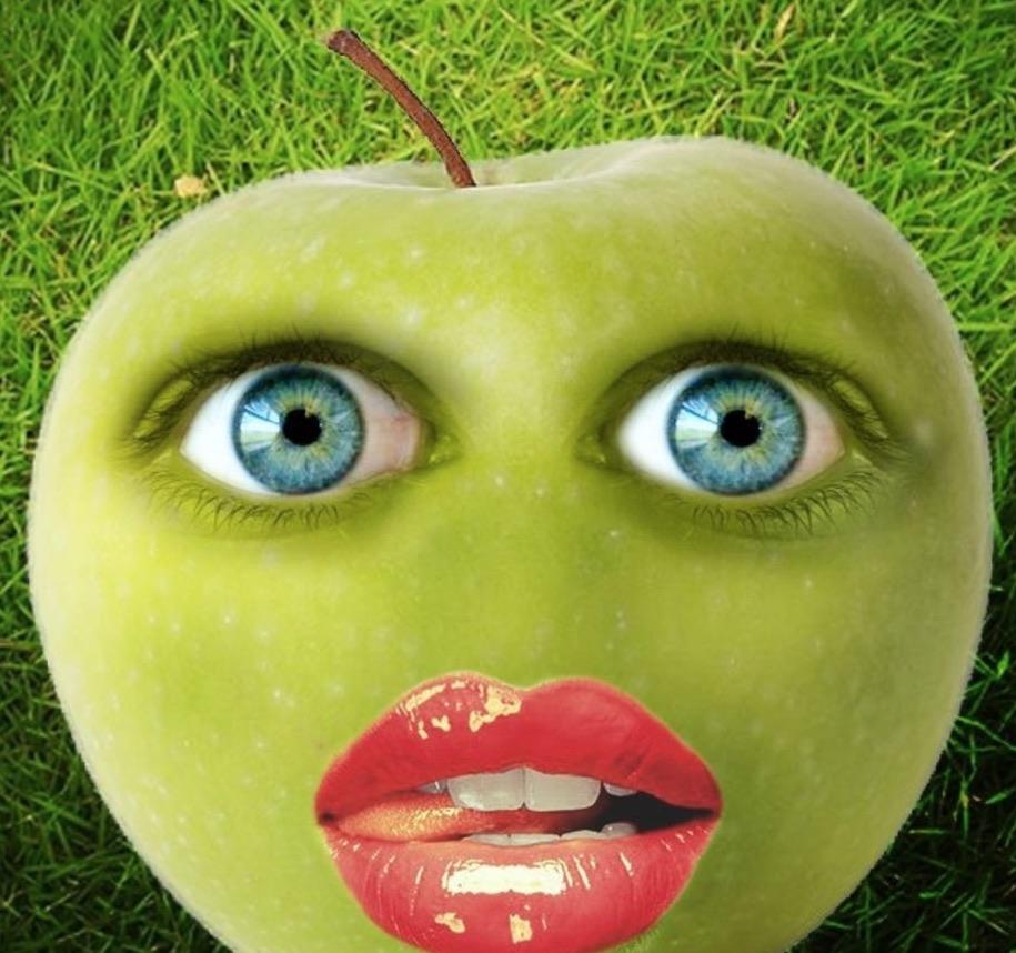 Apple with face